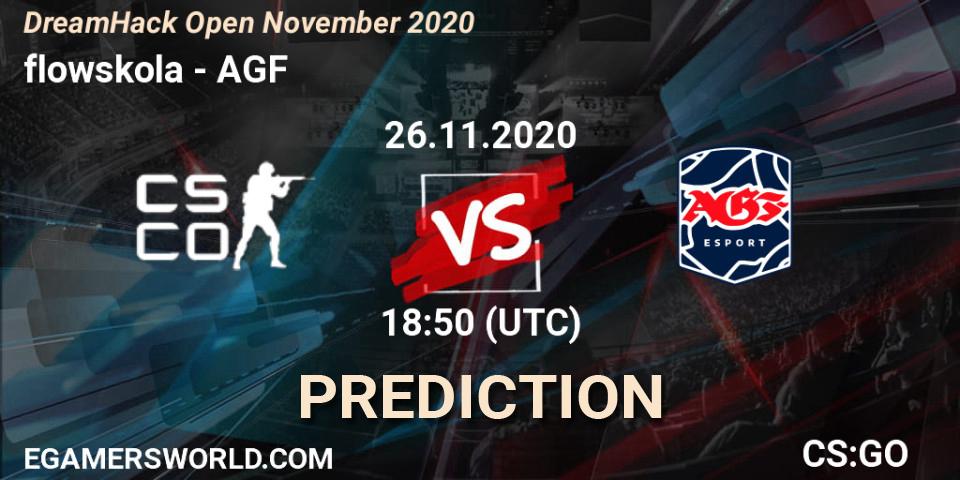flowskola vs AGF: Betting TIp, Match Prediction. 26.11.2020 at 18:50. Counter-Strike (CS2), DreamHack Open November 2020