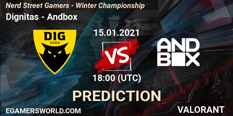 Dignitas vs Andbox: Betting TIp, Match Prediction. 15.01.2021 at 18:00. VALORANT, Nerd Street Gamers - Winter Championship