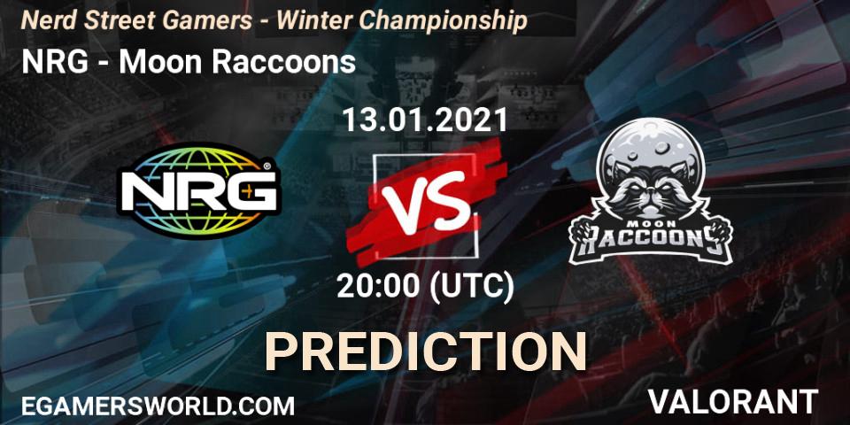 NRG vs Moon Raccoons: Betting TIp, Match Prediction. 13.01.2021 at 23:00. VALORANT, Nerd Street Gamers - Winter Championship