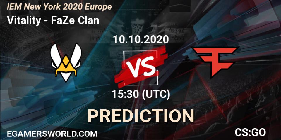 Vitality vs FaZe Clan: Betting TIp, Match Prediction. 10.10.2020 at 15:50. Counter-Strike (CS2), IEM New York 2020 Europe