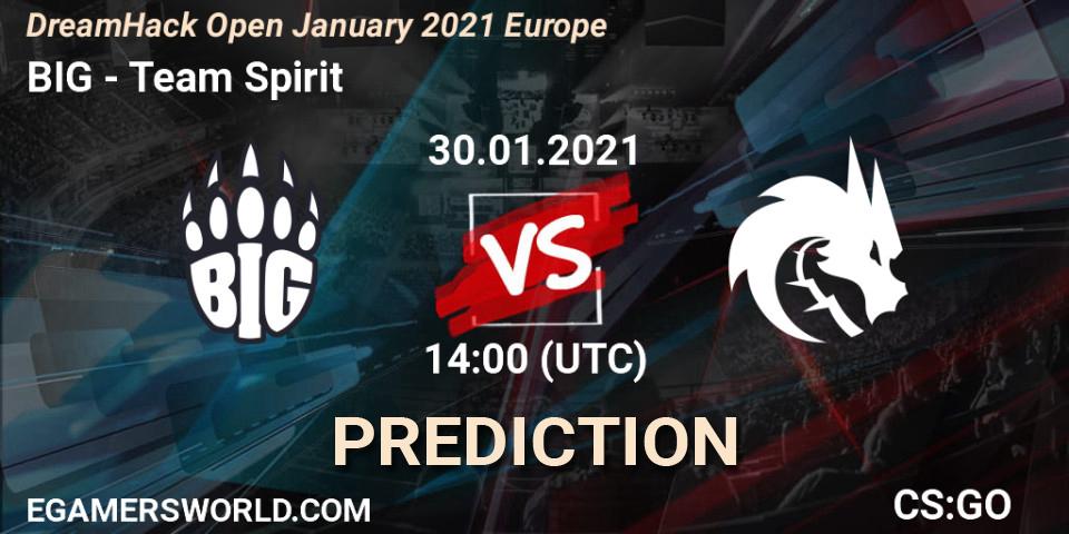BIG vs Team Spirit: Betting TIp, Match Prediction. 30.01.2021 at 14:00. Counter-Strike (CS2), DreamHack Open January 2021 Europe