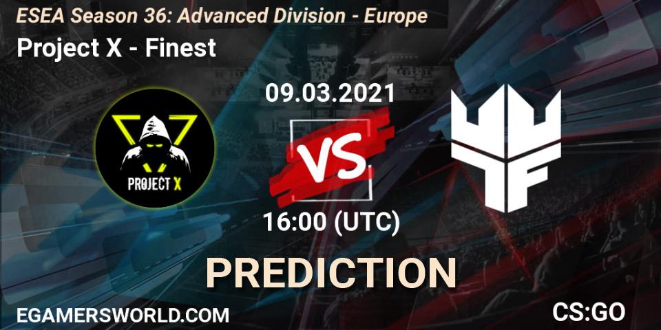 Project X vs Finest: Betting TIp, Match Prediction. 09.03.21. CS2 (CS:GO), ESEA Season 36: Europe - Advanced Division