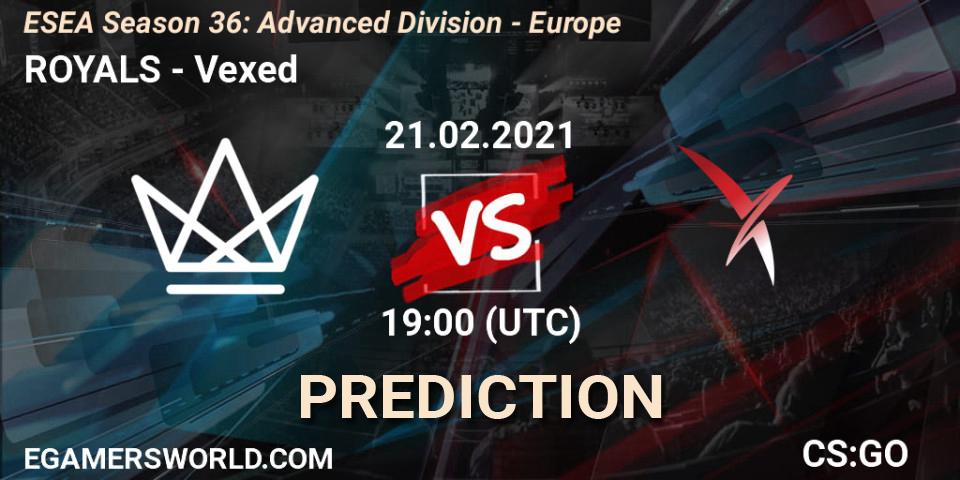 ROYALS vs Vexed: Betting TIp, Match Prediction. 21.02.21. CS2 (CS:GO), ESEA Season 36: Europe - Advanced Division