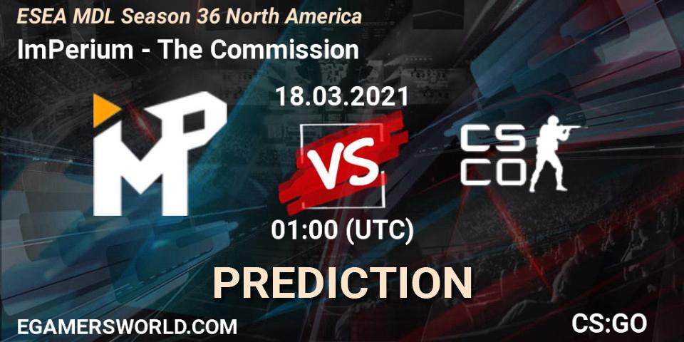 ImPerium vs The Commission: Betting TIp, Match Prediction. 18.03.21. CS2 (CS:GO), MDL ESEA Season 36: North America - Premier Division