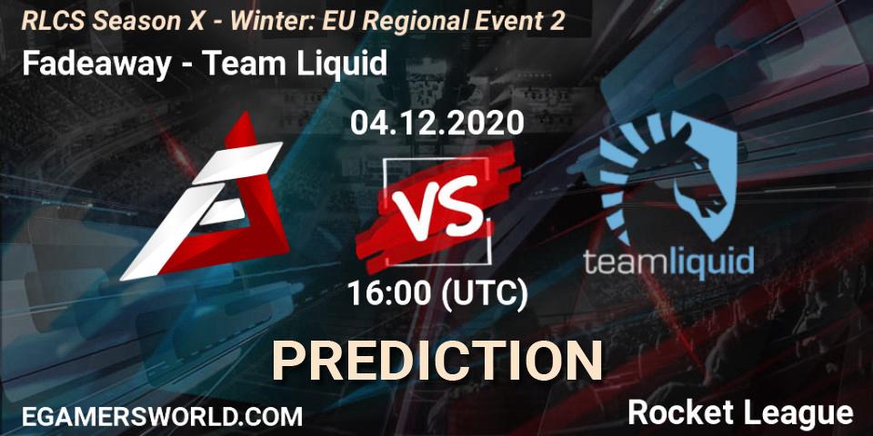 Fadeaway vs Team Liquid: Betting TIp, Match Prediction. 04.12.2020 at 16:00. Rocket League, RLCS Season X - Winter: EU Regional Event 2