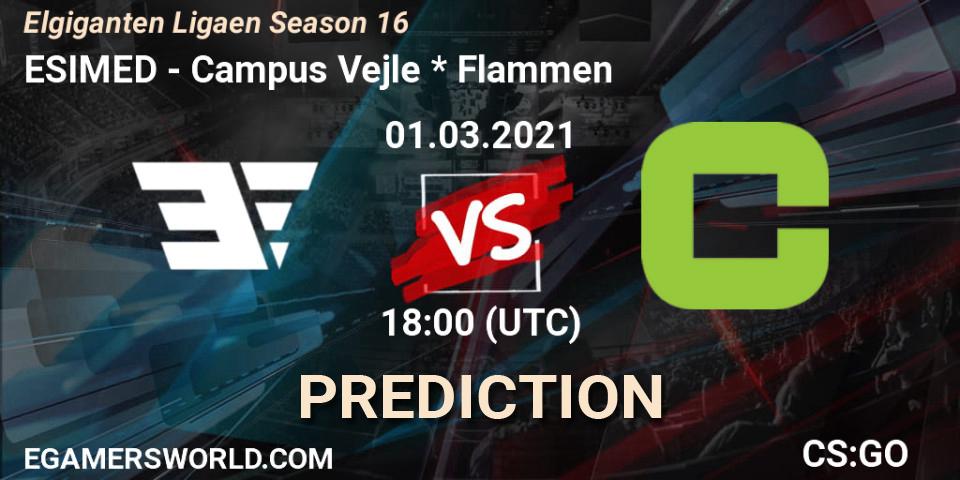 ESIMED vs Campus Vejle * Flammen: Betting TIp, Match Prediction. 01.03.2021 at 18:00. Counter-Strike (CS2), Elgiganten Ligaen Season 16