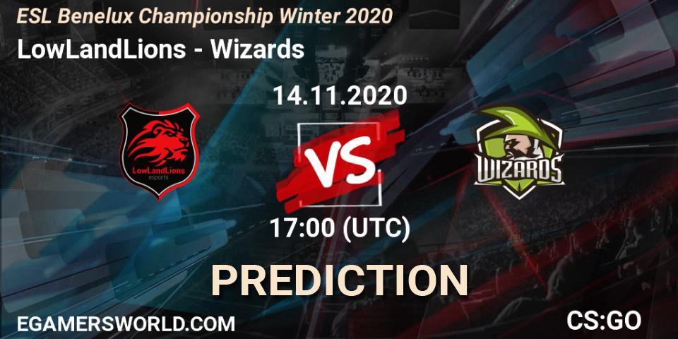 LowLandLions vs Wizards: Betting TIp, Match Prediction. 14.11.2020 at 17:05. Counter-Strike (CS2), ESL Benelux Championship Winter 2020