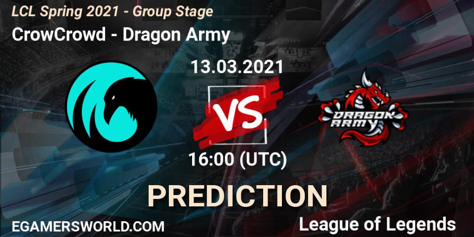 CrowCrowd vs Dragon Army: Betting TIp, Match Prediction. 13.03.21. LoL, LCL Spring 2021 - Group Stage