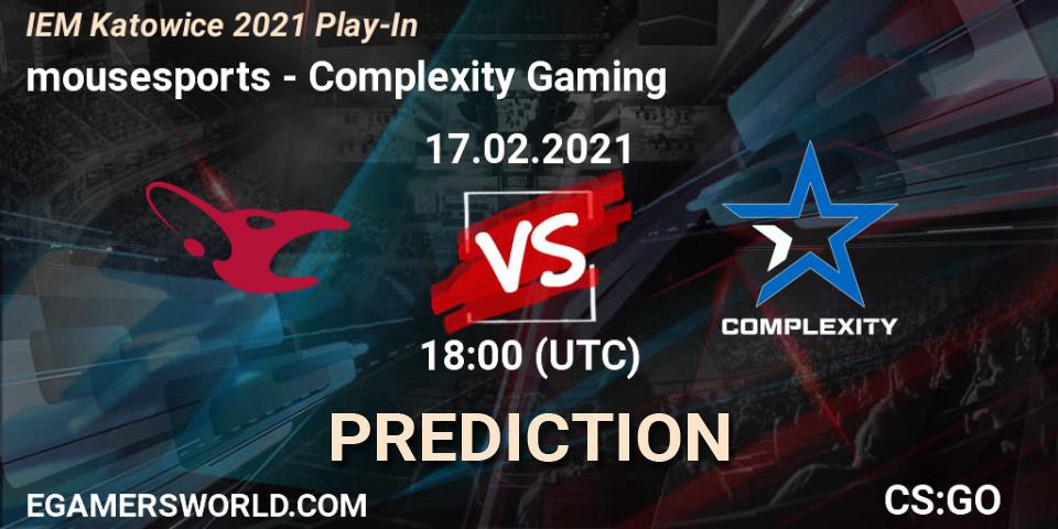 mousesports vs Complexity Gaming: Betting TIp, Match Prediction. 17.02.21. CS2 (CS:GO), IEM Katowice 2021 Play-In