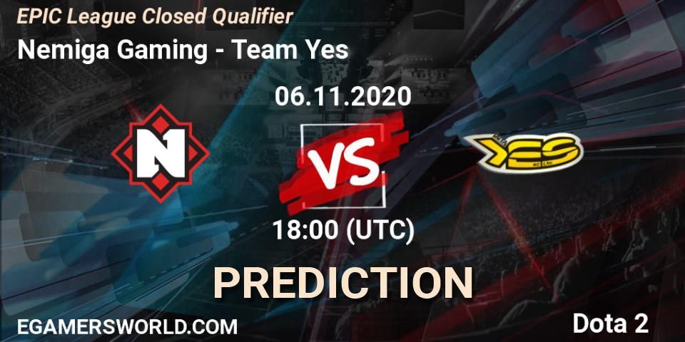 Nemiga Gaming vs Team Yes: Betting TIp, Match Prediction. 06.11.20. Dota 2, EPIC League Closed Qualifier