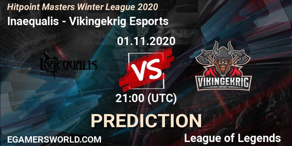 Inaequalis vs Vikingekrig Esports: Betting TIp, Match Prediction. 01.11.2020 at 21:00. LoL, Hitpoint Masters Winter League 2020