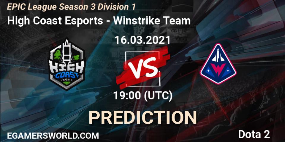 High Coast Esports vs Winstrike Team: Betting TIp, Match Prediction. 16.03.2021 at 19:07. Dota 2, EPIC League Season 3 Division 1