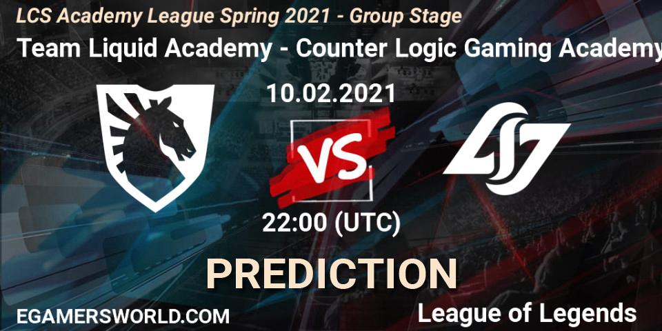 Team Liquid Academy vs Counter Logic Gaming Academy: Betting TIp, Match Prediction. 10.02.21. LoL, LCS Academy League Spring 2021 - Group Stage