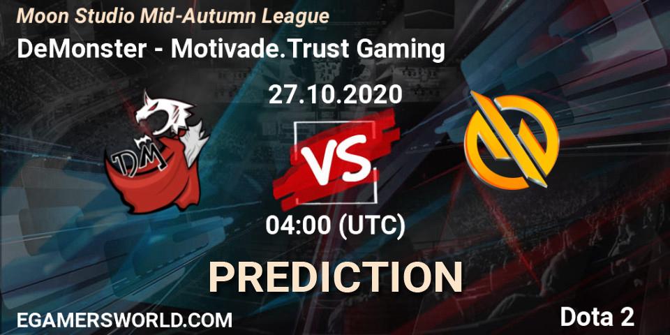 DeMonster vs Motivade.Trust Gaming: Betting TIp, Match Prediction. 27.10.20. Dota 2, Moon Studio Mid-Autumn League