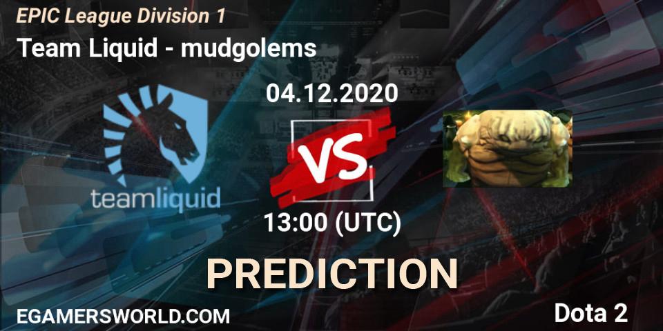 Team Liquid vs mudgolems: Betting TIp, Match Prediction. 04.12.2020 at 16:52. Dota 2, EPIC League Division 1