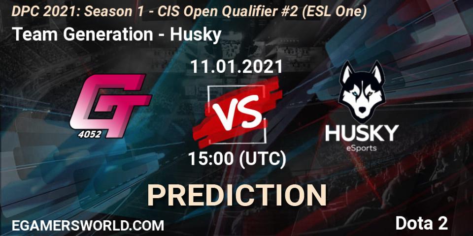 Team Generation vs Husky: Betting TIp, Match Prediction. 11.01.2021 at 15:03. Dota 2, DPC 2021: Season 1 - CIS Open Qualifier #2 (ESL One)