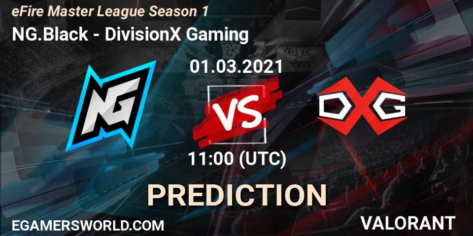 NG.Black vs DivisionX Gaming: Betting TIp, Match Prediction. 01.03.2021 at 11:00. VALORANT, eFire Master League Season 1
