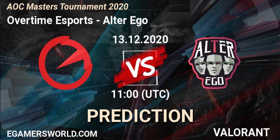 Overtime Esports vs Alter Ego: Betting TIp, Match Prediction. 13.12.2020 at 11:00. VALORANT, AOC Masters Tournament 2020