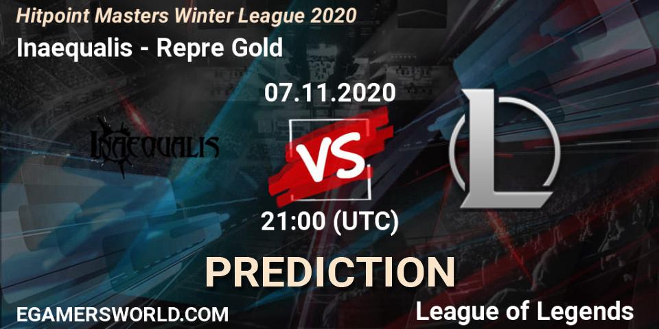 Inaequalis vs Repre Gold: Betting TIp, Match Prediction. 07.11.2020 at 21:00. LoL, Hitpoint Masters Winter League 2020