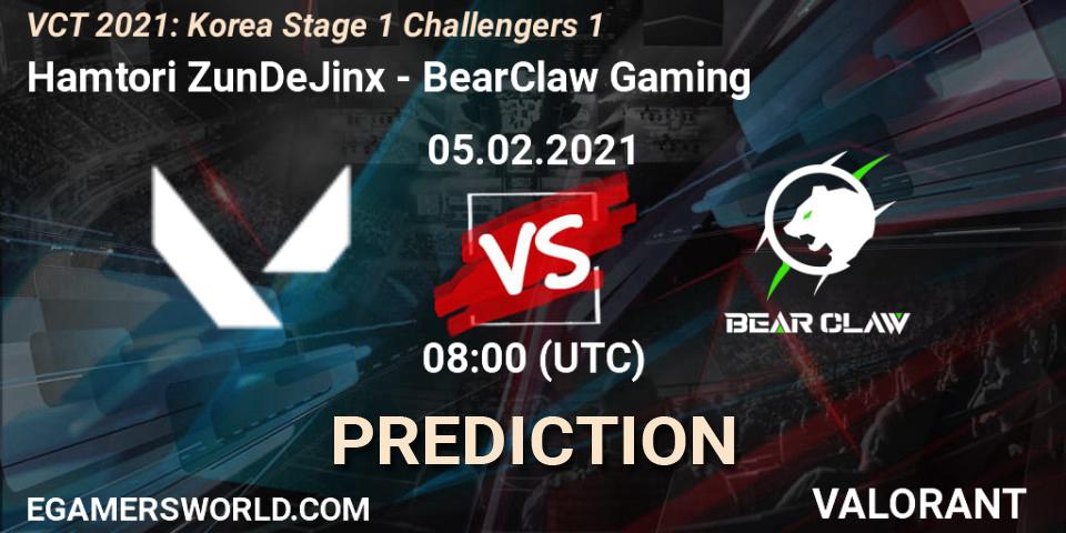 Hamtori ZunDeJinx vs BearClaw Gaming: Betting TIp, Match Prediction. 05.02.2021 at 10:00. VALORANT, VCT 2021: Korea Stage 1 Challengers 1