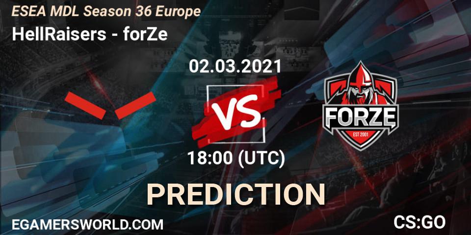 HellRaisers vs forZe: Betting TIp, Match Prediction. 02.03.21. CS2 (CS:GO), MDL ESEA Season 36: Europe - Premier division