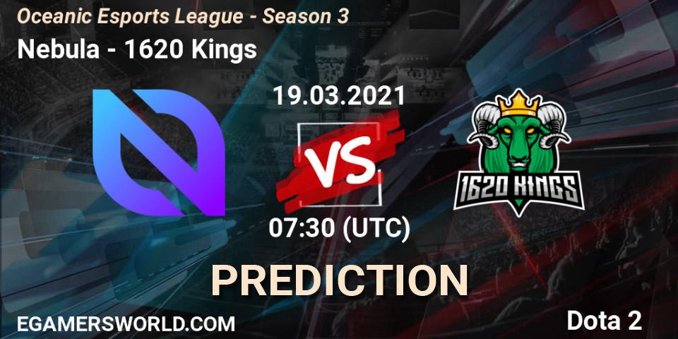 Nebula vs 1620 Kings: Betting TIp, Match Prediction. 19.03.2021 at 07:30. Dota 2, Oceanic Esports League - Season 3