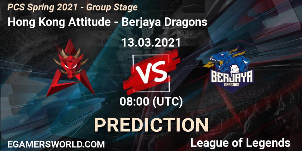 Hong Kong Attitude vs Berjaya Dragons: Betting TIp, Match Prediction. 13.03.2021 at 08:00. LoL, PCS Spring 2021 - Group Stage