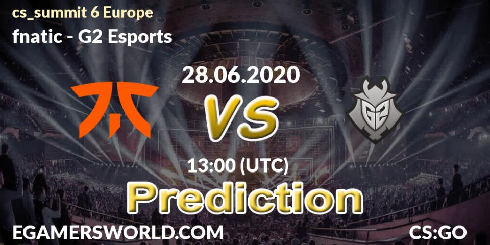 fnatic vs G2 Esports: Betting TIp, Match Prediction. 28.06.20. CS2 (CS:GO), cs_summit 6 Europe