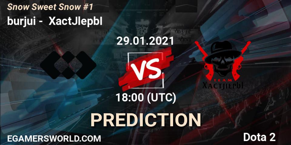 burjui vs XactJlepbI: Betting TIp, Match Prediction. 29.01.2021 at 18:14. Dota 2, Snow Sweet Snow #1