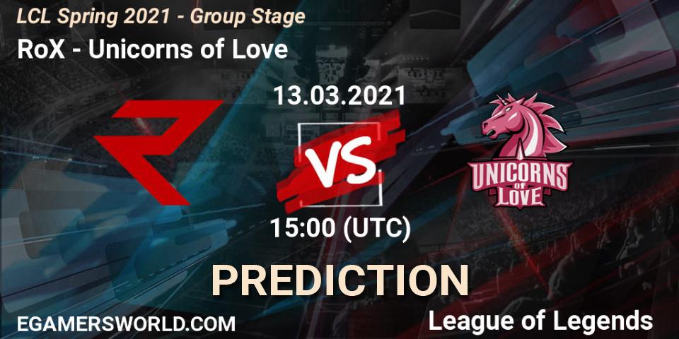 RoX vs Unicorns of Love: Betting TIp, Match Prediction. 13.03.21. LoL, LCL Spring 2021 - Group Stage