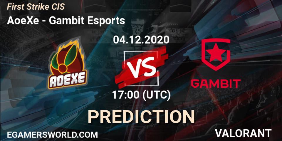 AoeXe vs Gambit Esports: Betting TIp, Match Prediction. 04.12.2020 at 17:00. VALORANT, First Strike CIS