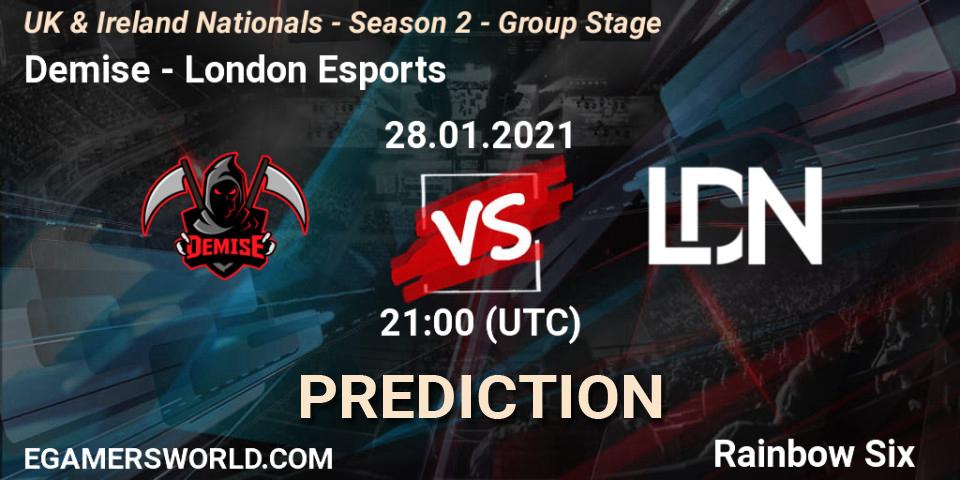 Demise vs London Esports: Betting TIp, Match Prediction. 28.01.21. Rainbow Six, UK & Ireland Nationals - Season 2 - Group Stage