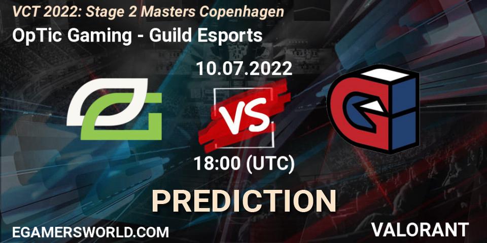 OpTic Gaming vs Guild Esports: Betting TIp, Match Prediction. 10.07.2022 at 19:35. VALORANT, VCT 2022: Stage 2 Masters Copenhagen