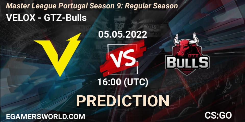VELOX vs GTZ-Bulls: Betting TIp, Match Prediction. 05.05.2022 at 16:00. Counter-Strike (CS2), Master League Portugal Season 9: Regular Season