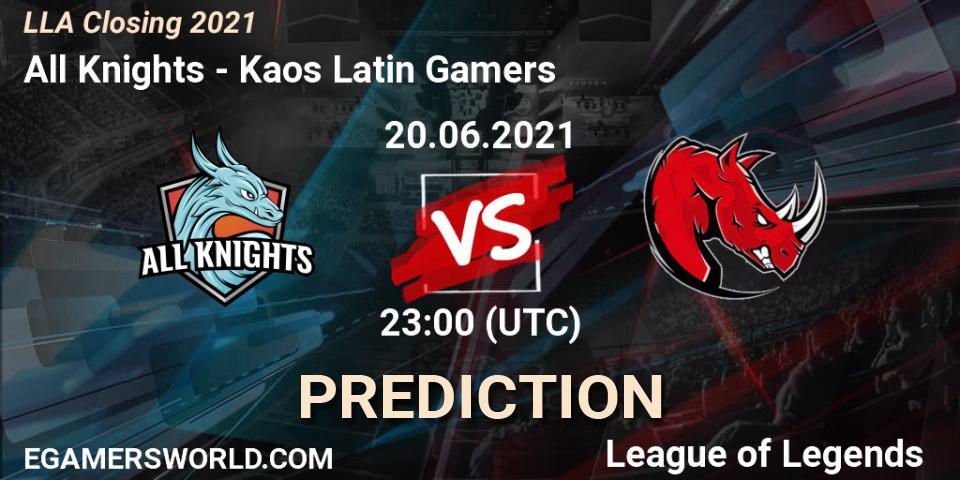 All Knights vs Kaos Latin Gamers: Betting TIp, Match Prediction. 20.06.21. LoL, LLA Closing 2021