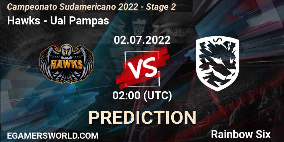Hawks vs Ualá Pampas: Betting TIp, Match Prediction. 02.07.2022 at 02:00. Rainbow Six, Campeonato Sudamericano 2022 - Stage 2