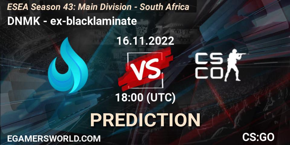DNMK vs ex-blacklaminate: Betting TIp, Match Prediction. 29.11.22. CS2 (CS:GO), ESEA Season 43: Main Division - South Africa