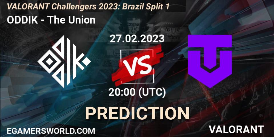 ODDIK vs The Union: Betting TIp, Match Prediction. 28.02.2023 at 20:00. VALORANT, VALORANT Challengers 2023: Brazil Split 1