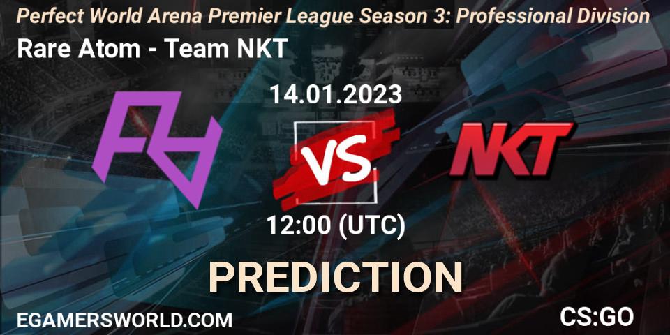 Rare Atom vs Team NKT: Betting TIp, Match Prediction. 14.01.2023 at 12:30. Counter-Strike (CS2), Perfect World Arena Premier League Season 3: Professional Division