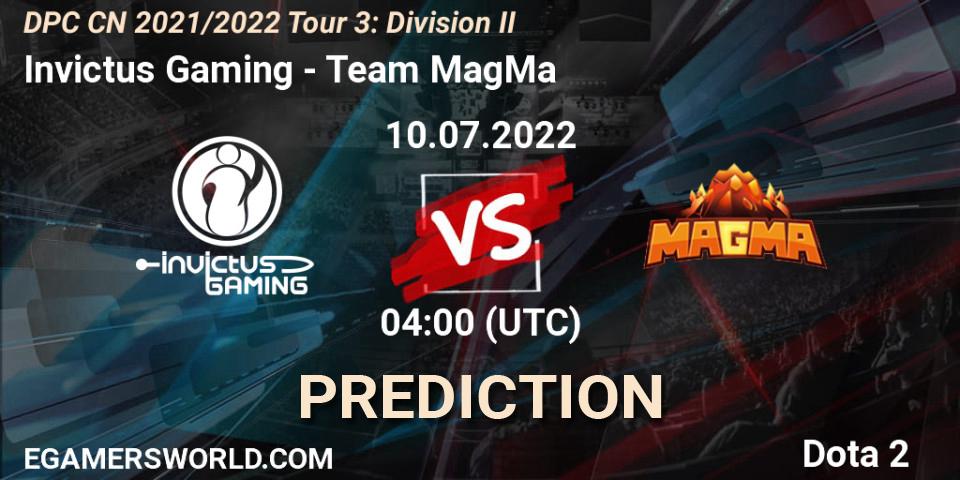 Invictus Gaming vs Team MagMa: Betting TIp, Match Prediction. 10.07.22. Dota 2, DPC CN 2021/2022 Tour 3: Division II