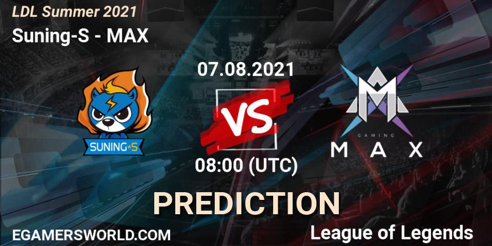 Suning-S vs MAX: Betting TIp, Match Prediction. 07.08.21. LoL, LDL Summer 2021