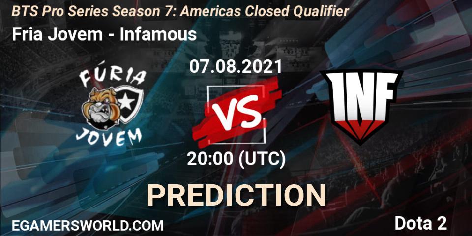 Fúria Jovem vs Infamous: Betting TIp, Match Prediction. 07.08.2021 at 20:03. Dota 2, BTS Pro Series Season 7: Americas Closed Qualifier