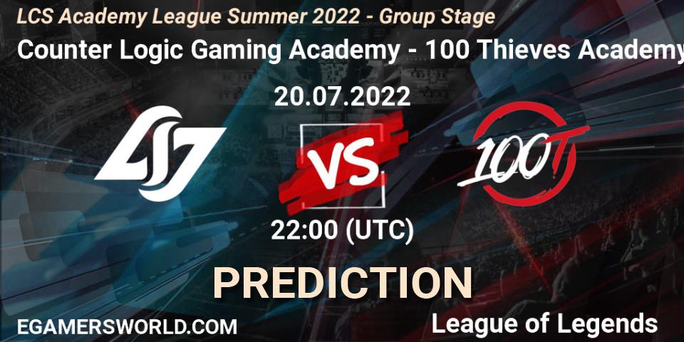 Counter Logic Gaming Academy vs 100 Thieves Academy: Betting TIp, Match Prediction. 20.07.22. LoL, LCS Academy League Summer 2022 - Group Stage