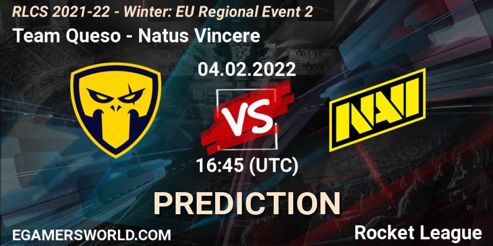 Team Queso vs Natus Vincere: Betting TIp, Match Prediction. 04.02.2022 at 16:45. Rocket League, RLCS 2021-22 - Winter: EU Regional Event 2