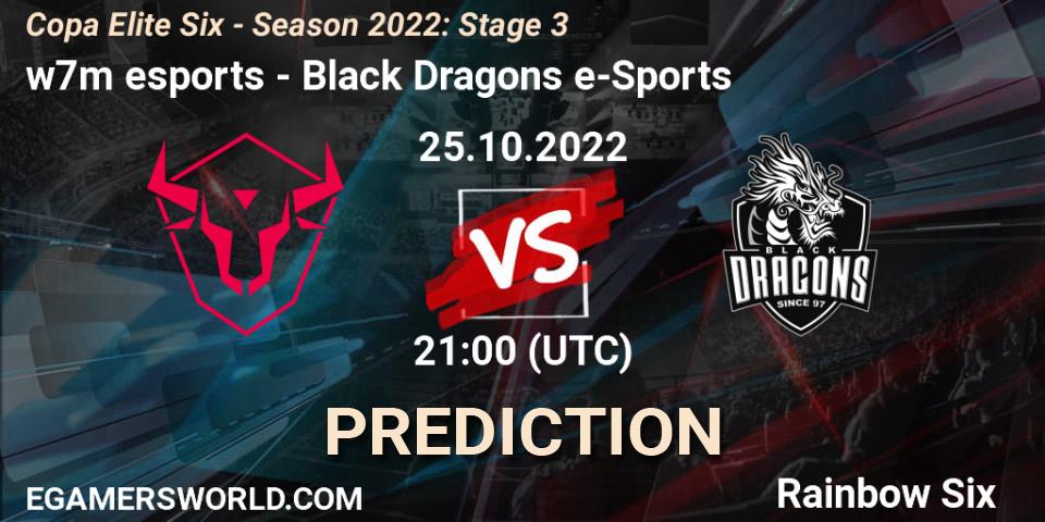 w7m esports vs Black Dragons e-Sports: Betting TIp, Match Prediction. 25.10.2022 at 21:00. Rainbow Six, Copa Elite Six - Season 2022: Stage 3