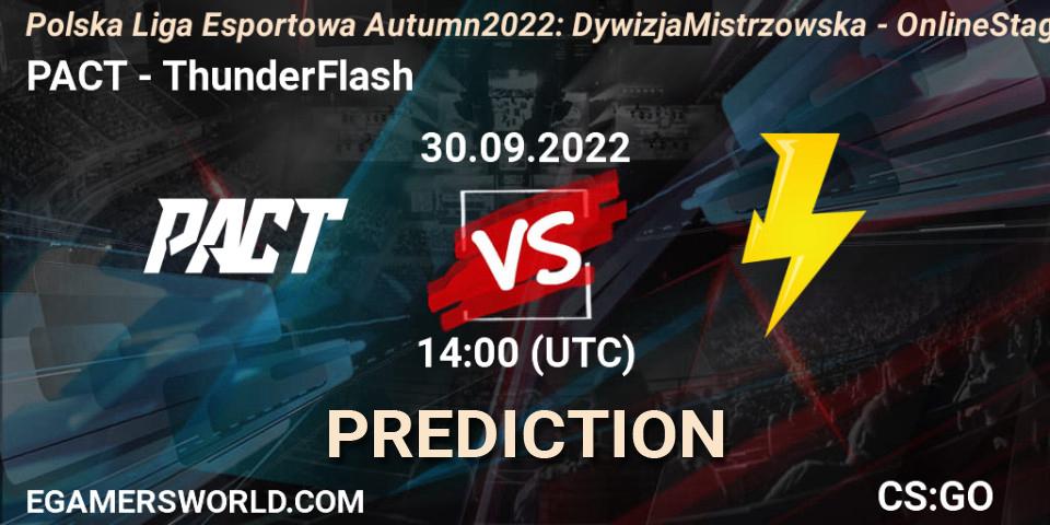 PACT vs ThunderFlash: Betting TIp, Match Prediction. 30.09.22. CS2 (CS:GO), Polska Liga Esportowa Autumn 2022: Dywizja Mistrzowska - Online Stage