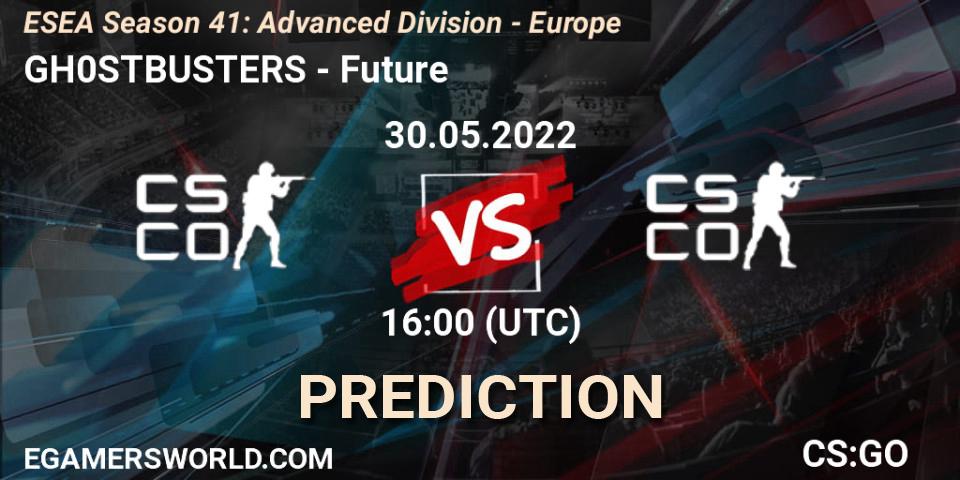 GH0STBUSTERS vs Future: Betting TIp, Match Prediction. 30.05.2022 at 16:00. Counter-Strike (CS2), ESEA Season 41: Advanced Division - Europe