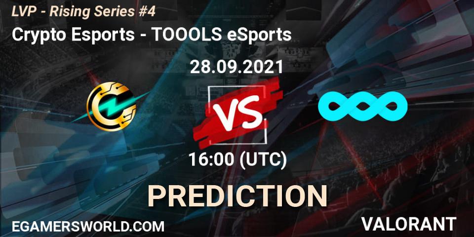 Crypto Esports vs TOOOLS eSports: Betting TIp, Match Prediction. 28.09.2021 at 16:00. VALORANT, LVP - Rising Series #4