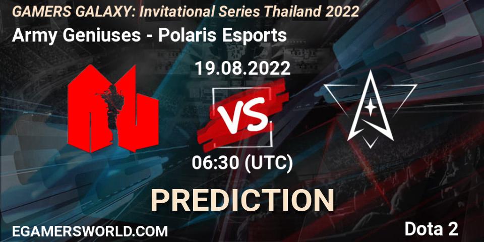 Army Geniuses vs Polaris Esports: Betting TIp, Match Prediction. 19.08.22. Dota 2, GAMERS GALAXY: Invitational Series Thailand 2022