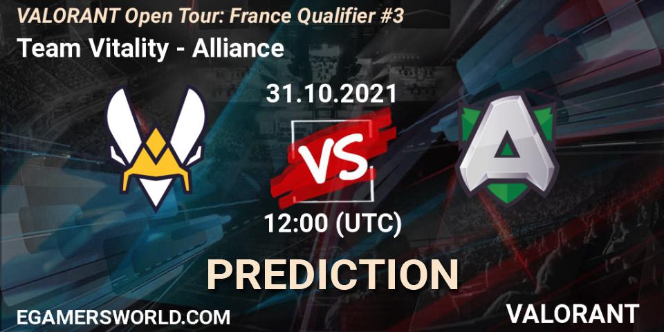 Team Vitality vs Alliance: Betting TIp, Match Prediction. 31.10.2021 at 12:00. VALORANT, VALORANT Open Tour: France Qualifier #3